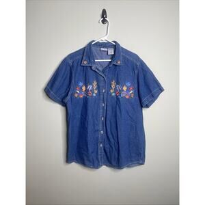 Bobbie Brooks Denim Jean Aquatic Shirt Sz XL